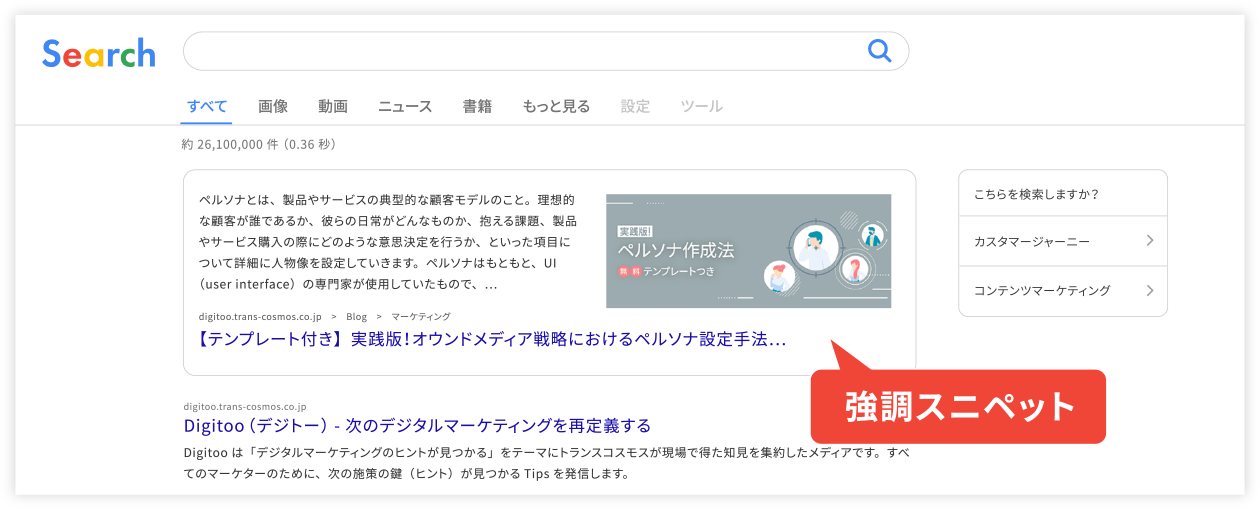 強調スニペットに表示される画像